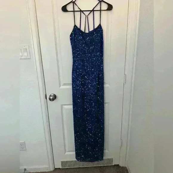Scala Dresses & Skirts - Scala Sequin Beaded Formal Royal Blue Ombre' Evening Gown size Medium